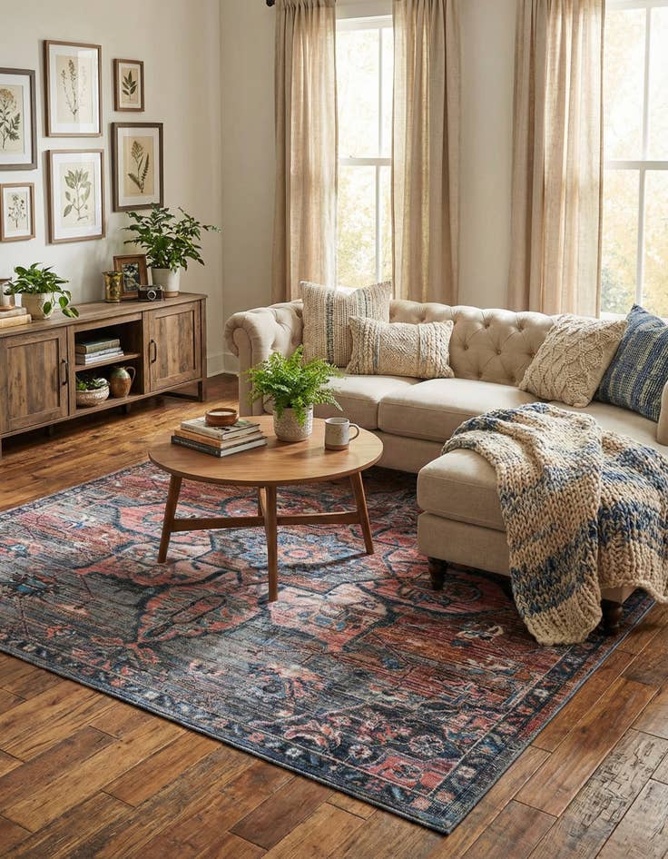 Detail image of 7' 10 x 7' 10  Washable Nostalgia Square Rug