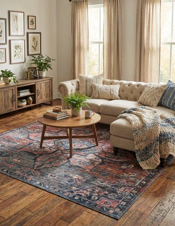 Washable Nostalgia Square Rug