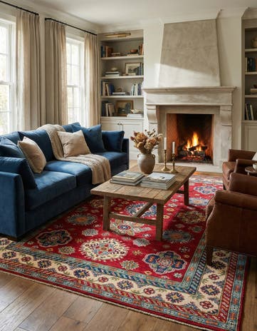 6' 7 x 9' 7 Hand Knotted Kazak Rug