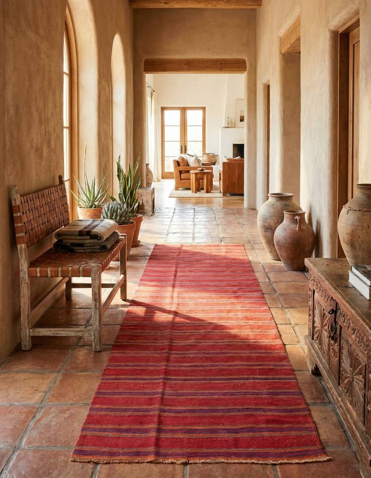 Detail image of 3' 10 x 10' 8  Hand Woven Kilim Fars Wool Runner Rug