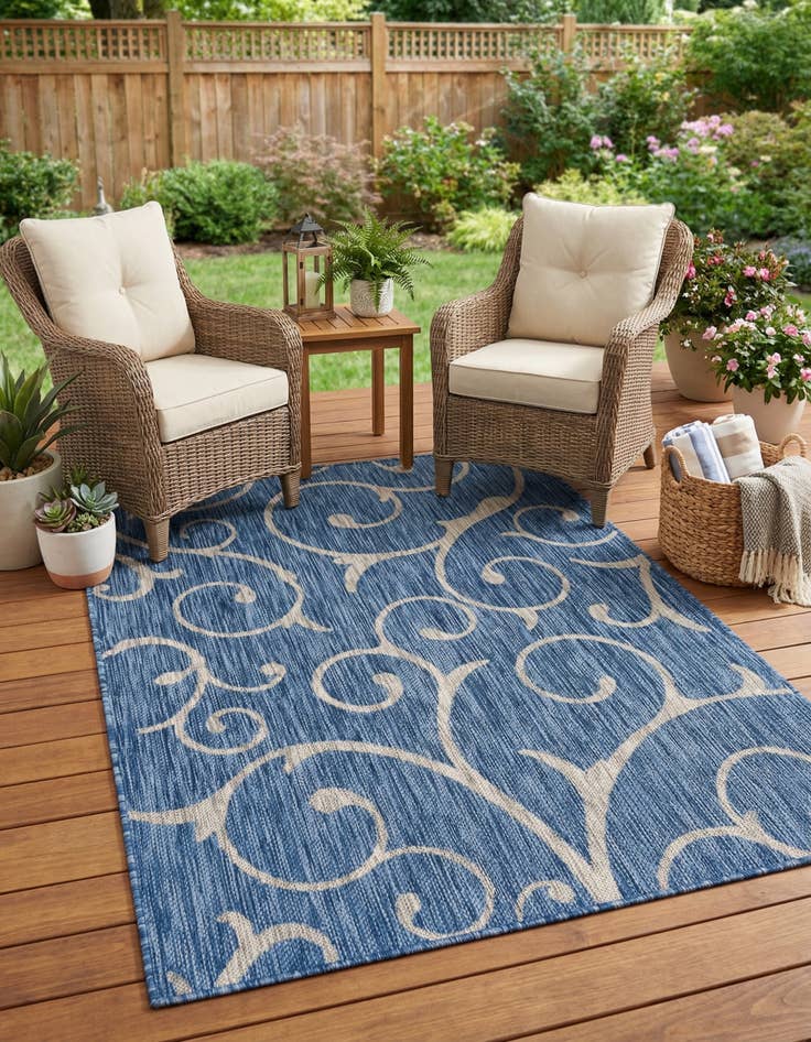 Detail image of 4' x 6' Easy-Clean Botanical Indoor / Outdoor Rug