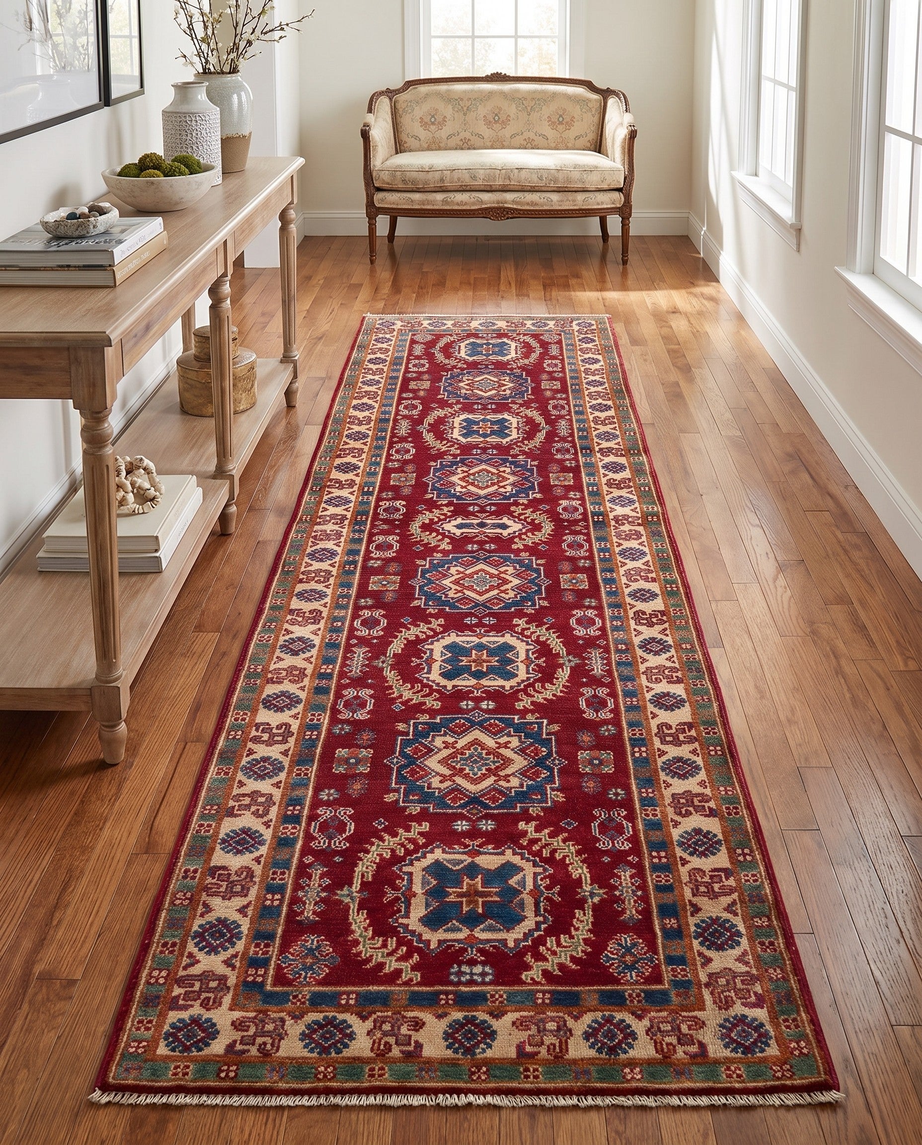 2' 11 x 9' 11 Hand Knotted Kazak Runner Rug
