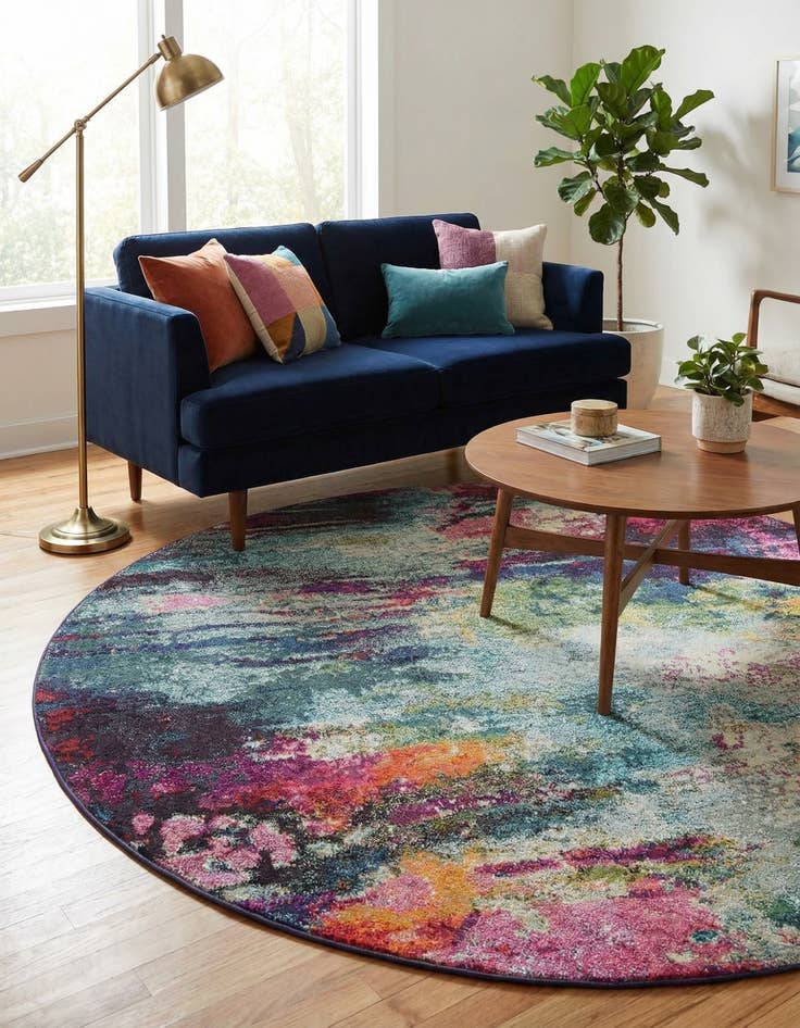 Detail image of 8' x 8'  Washable Spectrum Round Rug