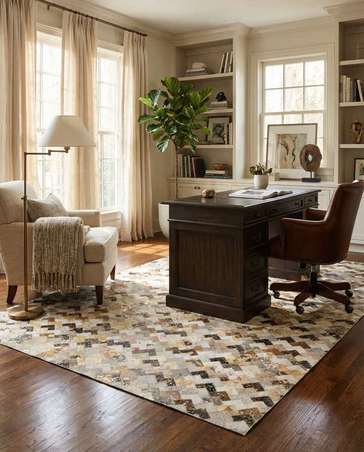 5' x 8' 1 Cowhide Leather Rug