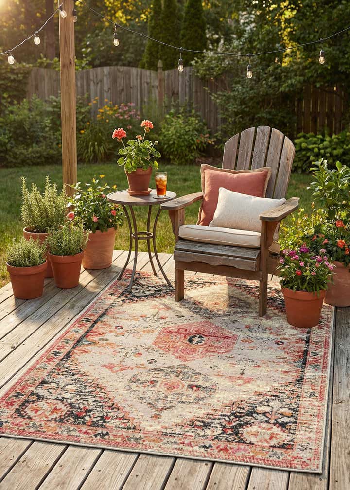 4' x 6' Easy-Clean Traditional Indoor / Outdoor Rug
