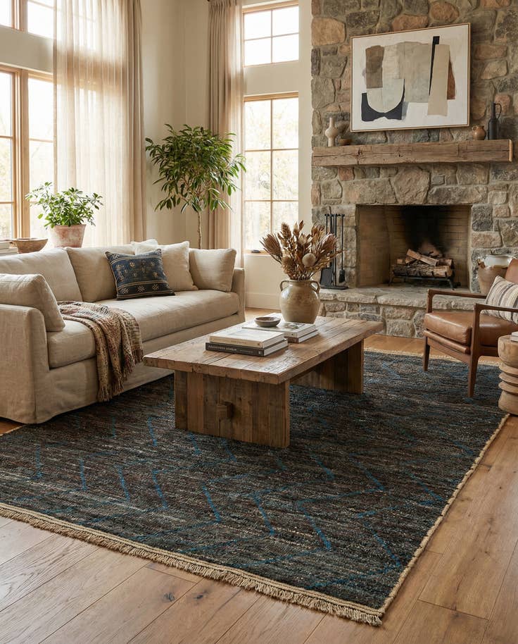 Detail image of 8' 5 x 10' 9 Hand Knotted Moroccan Wool Rug