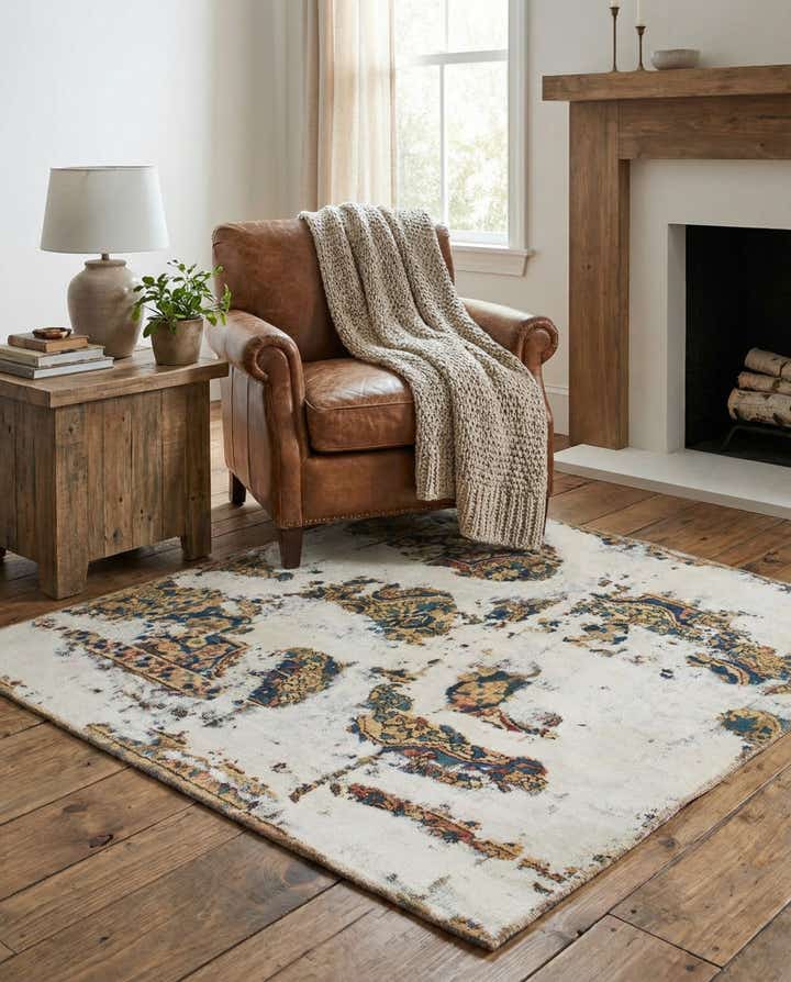 4' 9 x 4' 10 Hand Knotted Ultra Vintage Persian Wool Square Rug