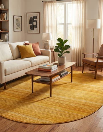 Yellow Gemstone Oval Rug
