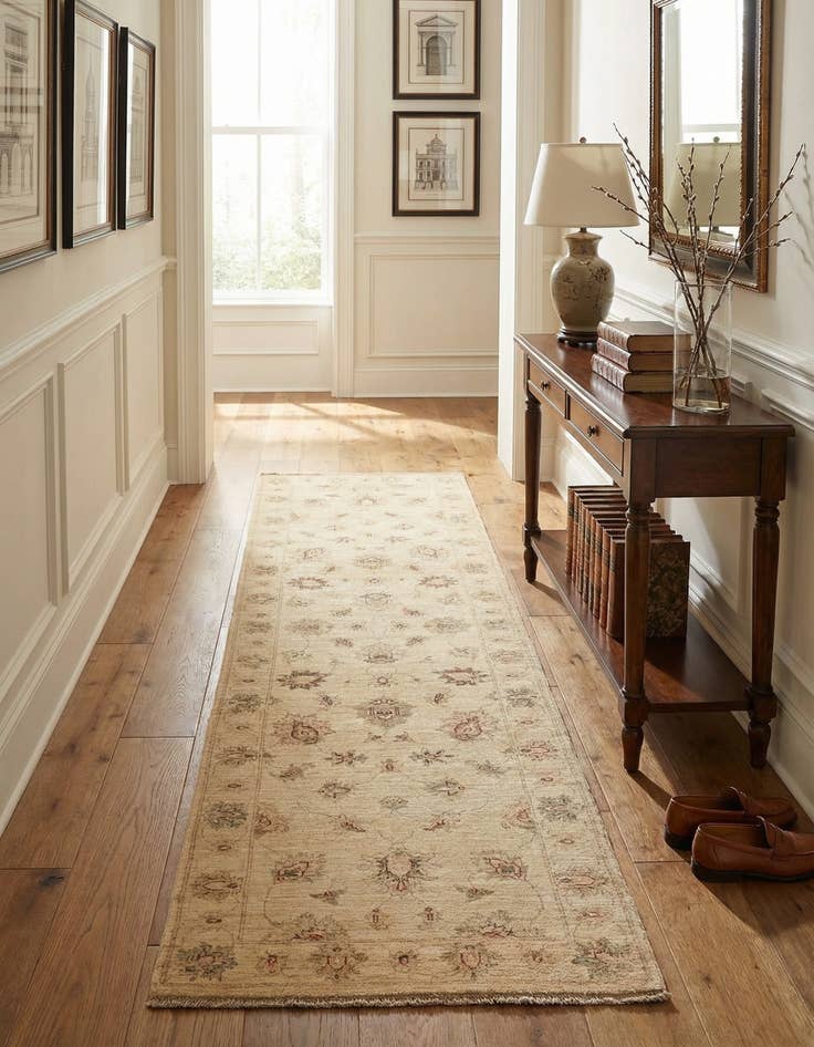 Detail image of 2' 8 x 9' 9 Hand Knotted Peshawar Ziegler Runner Rug
