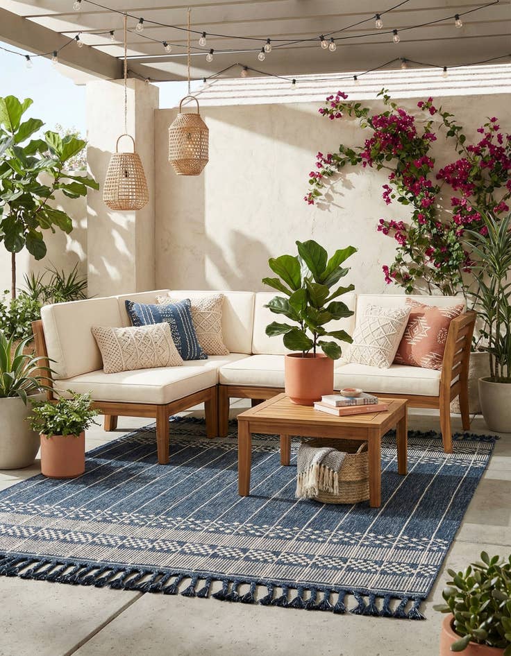 Detail image of 7' 10 x 10'  Washable Eco Bohemian Indoor / Outdoor Rug