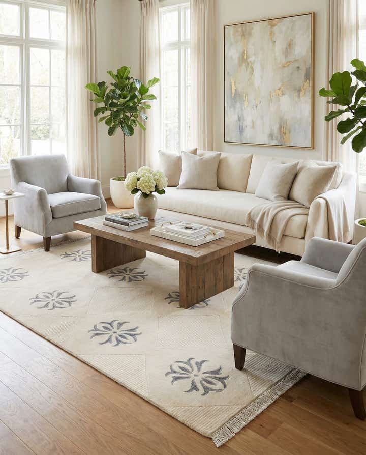 4' 7 x 6' 9 Hand Knotted Darya Wool Rug