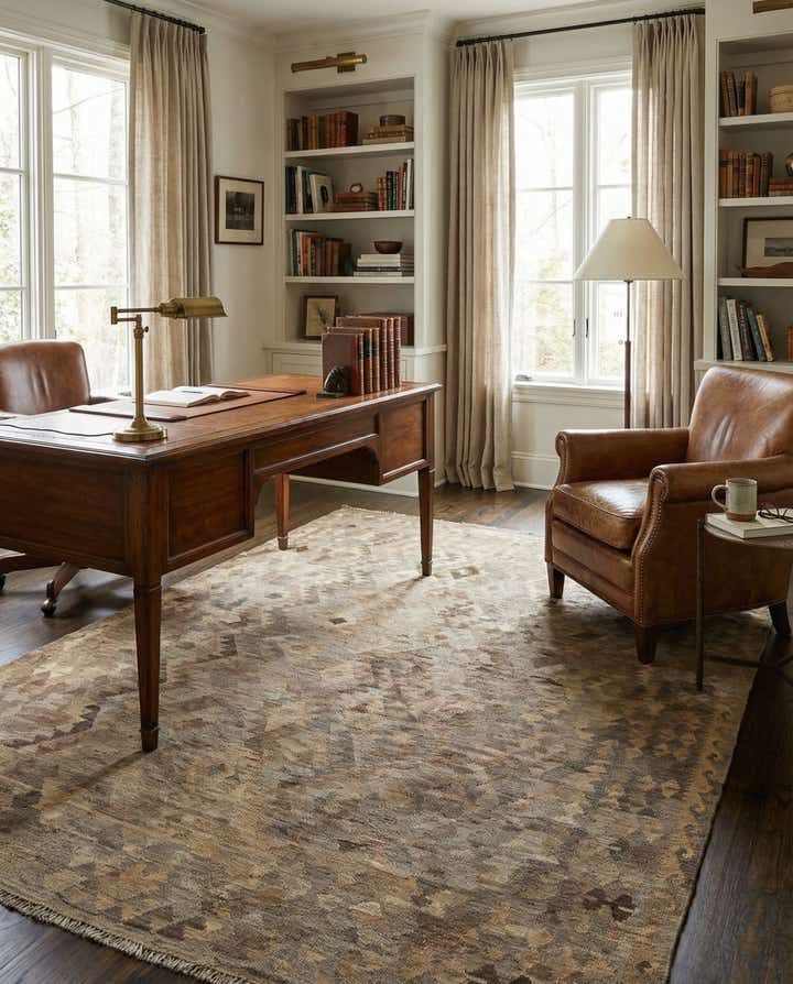 6' 8 x 9' 4 Hand Woven Kilim Maymana Wool Rug