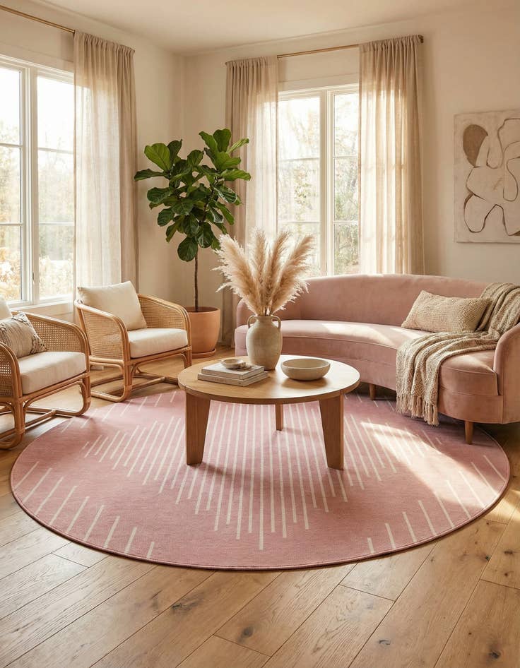 Detail image of 10' 8 x 10' 8 Easy-Clean Modern Indoor / Outdoor Round Rug