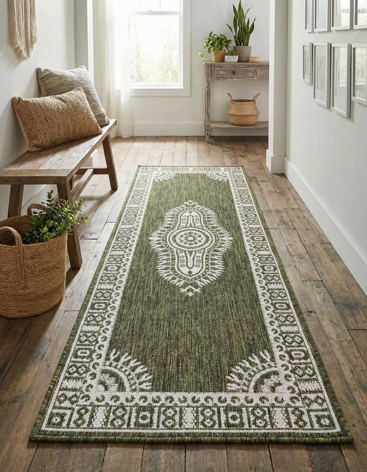 Detail image of  2' x 5' 3  Washable Traditional Indoor / Outdoor Runner Rug