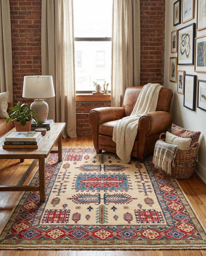 5' 7 x 7' 9 Hand Knotted Kazak Rug