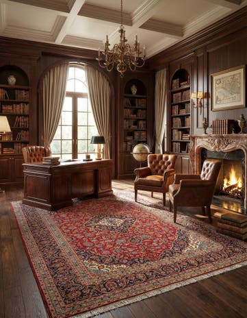 9' 3 x 13' 8 Kashan Wool Rug