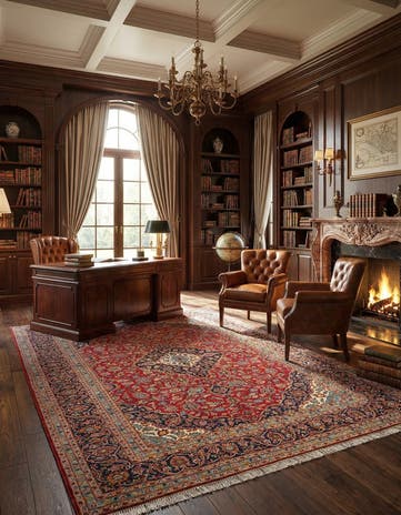 9' 3 x 13' 8 Kashan Wool Rug