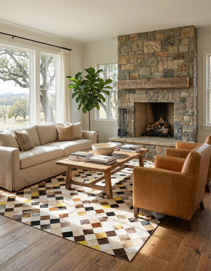 Detail image of  5' 1 x 7' 10 Cowhide - Patchwork Rug