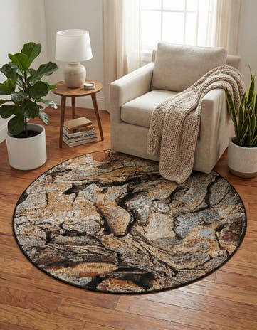 4' x 4' Easy-Clean Modern Indoor / Outdoor Round Rug