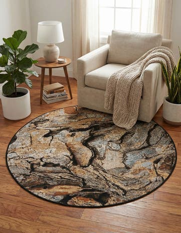 4' x 4' Easy-Clean Modern Indoor / Outdoor Round Rug
