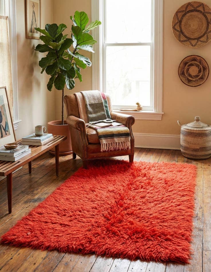 Detail image of  2' 8 x 5'  Hand Knotted Moroccan Wool Rug