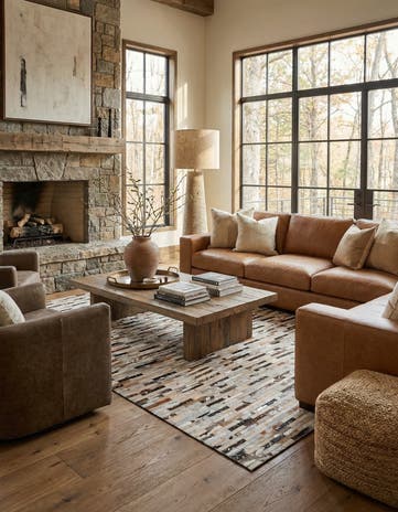5' 2 x 8' 2 Cowhide Leather Rug