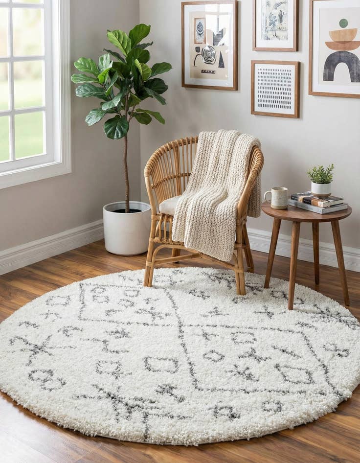 Detail image of  5' 3 x 5' 3 Moroccan Shag Round Rug