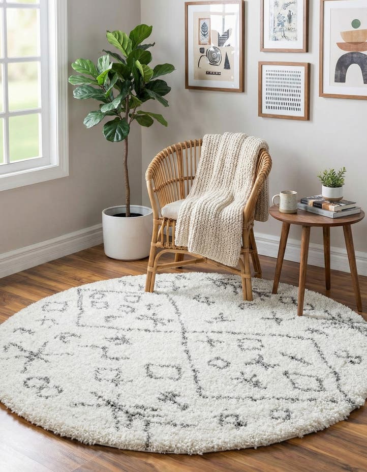 5' 3 x 5' 3 Moroccan Shag Round Rug