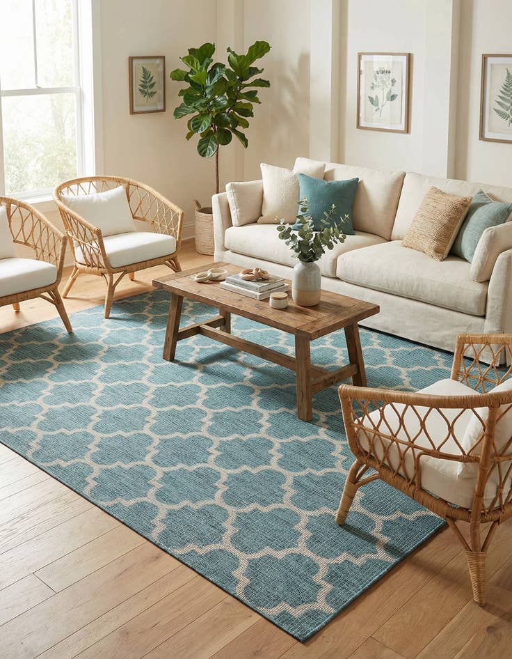 Detail image of 9' x 12' Easy-Clean Trellis Indoor / Outdoor Rug