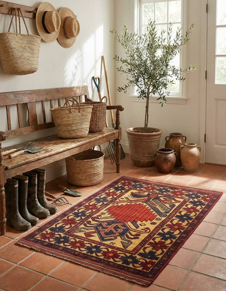 Detail image of 2' 8 x 4' 1  Hand Knotted Sumak Wool Rug