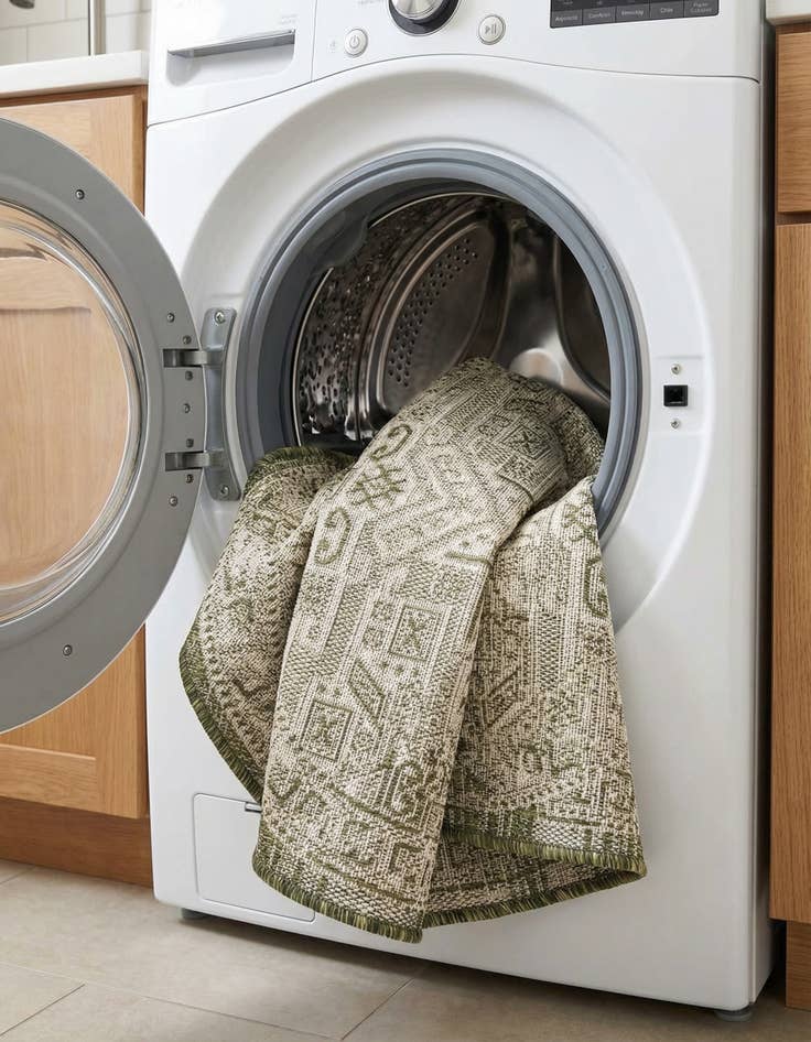 Detail image of 3' x 3'  Washable Aztec Indoor / Outdoor Round Rug