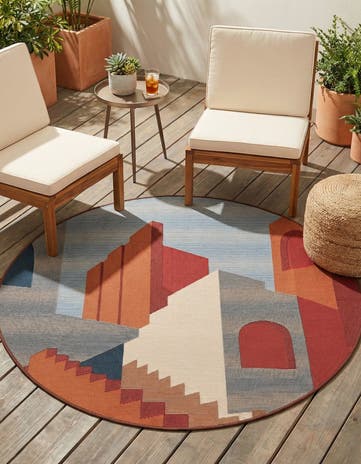 4' x 4' Easy-Clean Modern Indoor / Outdoor Round Rug