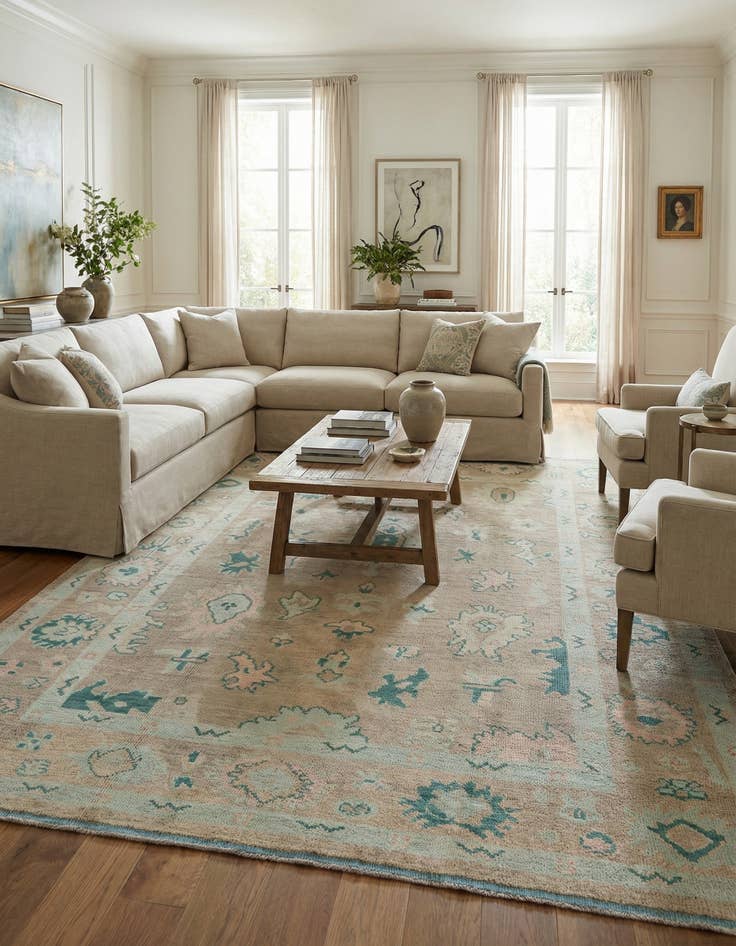 Detail image of 8' 6 x 12' 4  Hand Knotted Oushak Wool Rug