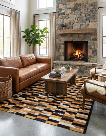 5' 2 x 8' 1 Cowhide - Patchwork Rug