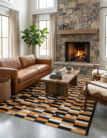 5' 2 x 8' 1 Cowhide - Patchwork Rug