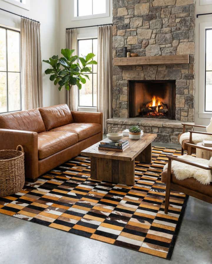 5' 2 x 8' 1 Cowhide - Patchwork Rug