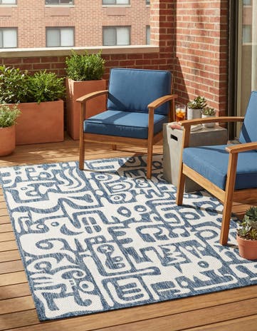 5' 3 x 7' Easy-Clean Modern Indoor / Outdoor Rug