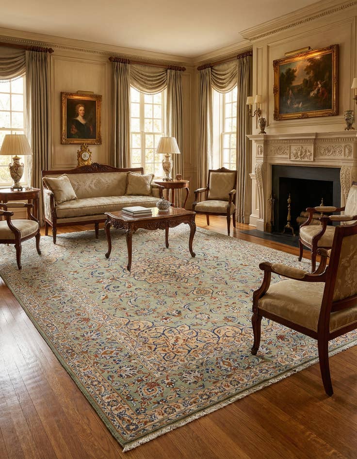 Detail image of 8' 1 x 11' Kerman Wool Rug