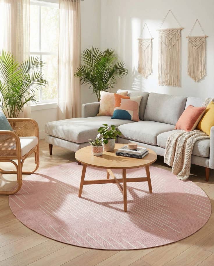 Detail image of 6' x 6' Easy-Clean Modern Indoor / Outdoor Round Rug
