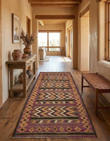 6' x 12' 7 Hand Woven Kilim Fars Wool Runner Rug