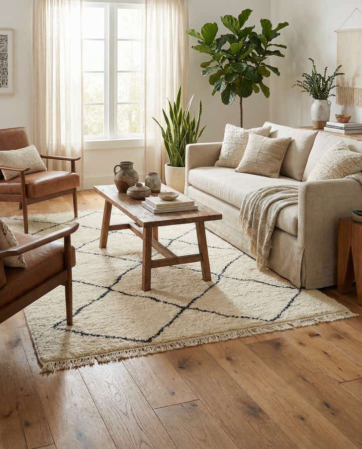 4' 10 x 8' 3 Hand Knotted Moroccan Wool Rug
