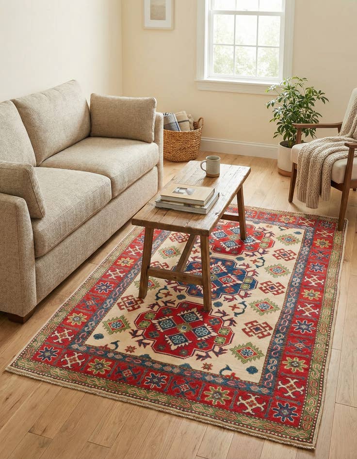 Detail image of 4' x 6' 4  Hand Knotted Kazak Rug