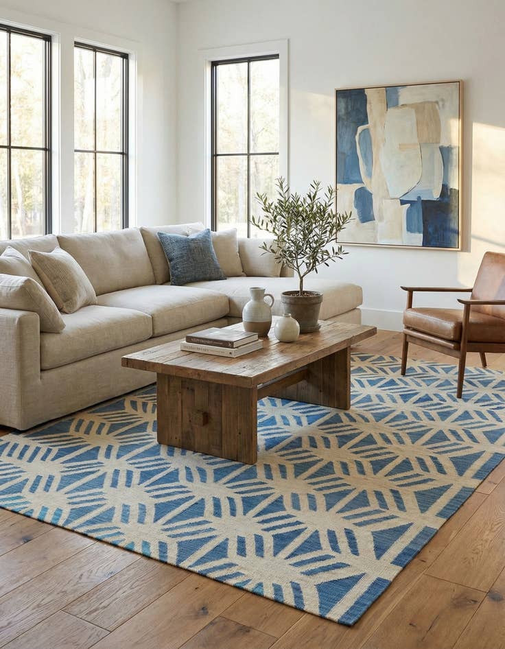 Detail image of 7' 3 x 9' 5  Hand Woven Kilim Modern Wool Rug