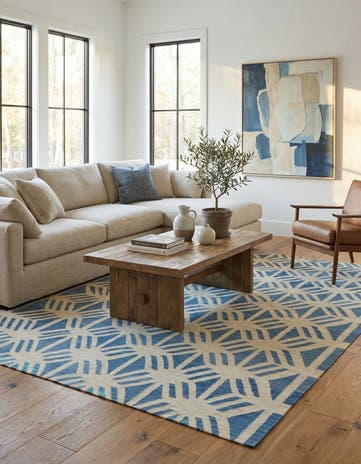 7' 3 x 9' 5 Hand Woven Kilim Modern Wool Rug