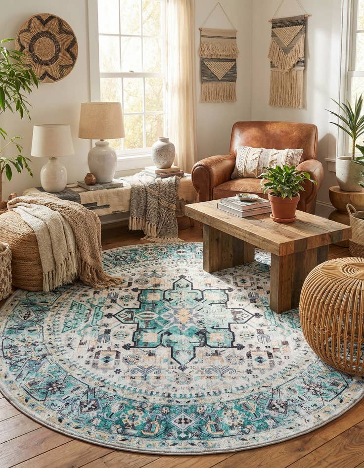 Detail image of  6' x 6'  Washable Yara Round Rug