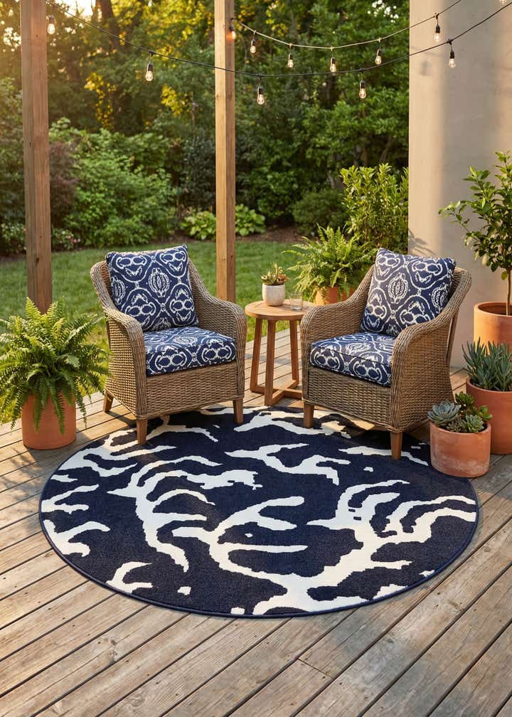7' 10 x 7' 10 Easy-Clean Sabrina Soto Indoor / Outdoor Round Rug