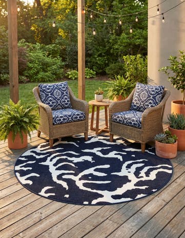 7' 10 x 7' 10 Easy-Clean Sabrina Soto Indoor / Outdoor Round Rug