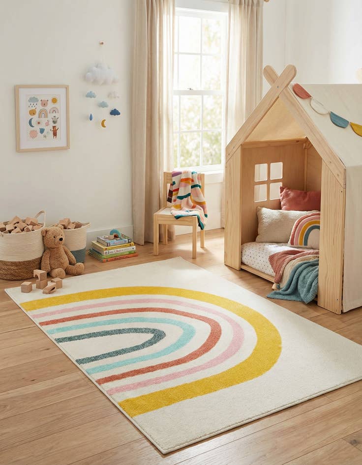 Detail image of 4' x 6' Rainbow Whimsy Kids Rug