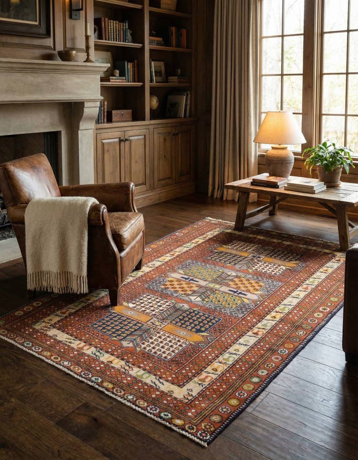 Detail image of 4' 1 x 5' 6 Hamedan Rug