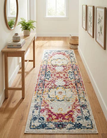 Pink Gray Madeline Vintage Runner Rug
